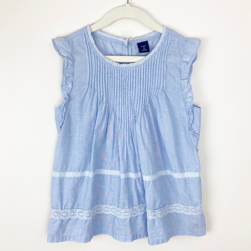 Gap - Medium Girls Light Blue Ruffle Top